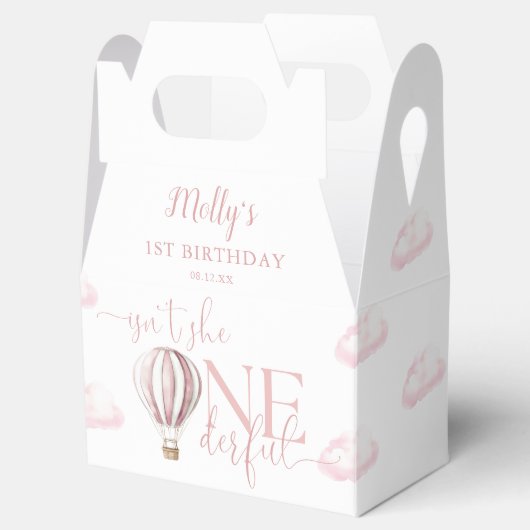 Onederful Roze Ballon Meisje 1e verjaardag Bedankdoosjes (Geopend)