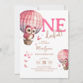 Onederful roze boho 1e verjaardagsuitnodiging kaart (Voorkant)