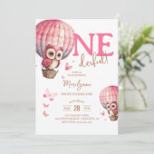 Onederful roze boho 1e verjaardagsuitnodiging kaart (Staand voorkant)