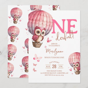 Onederful roze boho 1e verjaardagsuitnodiging kaart