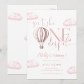 Onederful Roze Hete Luchtballon Meisje 1e verjaard Kaart (Voorkant / Achterkant)