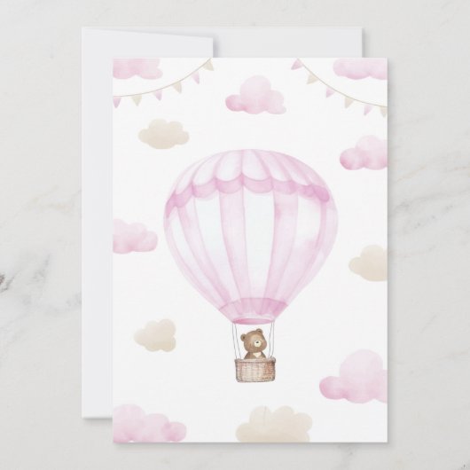 Onederful Roze Hete Luchtballon Verjaardag uitnodi Kaart (Achterkant)