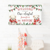 ONEderful | Schattige Beer Kerst 1e verjaardagsfee Spandoek (Insitu)
