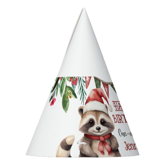 ONEderful Schattigee wasbeer 1e verjaardagsfeestje Feesthoedjes (Links)