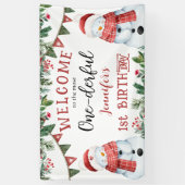 ONEderful | Sneeuwman Kerstmis 1e Verjaardag Feest Spandoek (Verticaal)