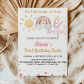 Onederful Sunshine Regenboog 1e Verjaardag Uitnodi Kaart