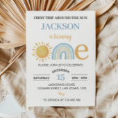 Onederful Sunshine Regenboog 1e Verjaardag Uitnodi Kaart