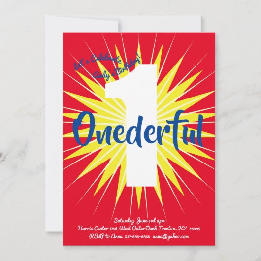 Onederful Super Hero 1e Verjaardag Schattigee Uitn Kaart (Voorkant)