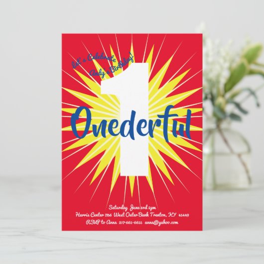 Onederful Super Hero 1e Verjaardag Schattigee Uitn Kaart (Staand voorkant)