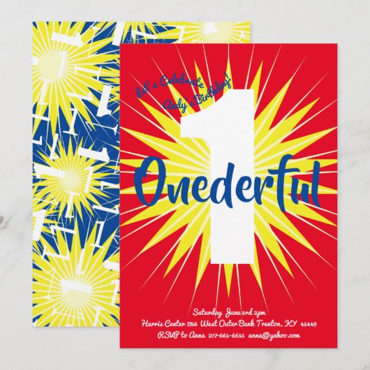 Onederful Super Hero 1e Verjaardag Schattigee Uitn Kaart (Voorkant / Achterkant)