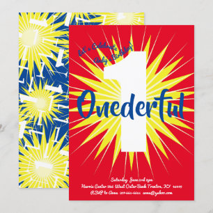 Onederful Super Hero 1st Birthday Cute Invitations Kaart