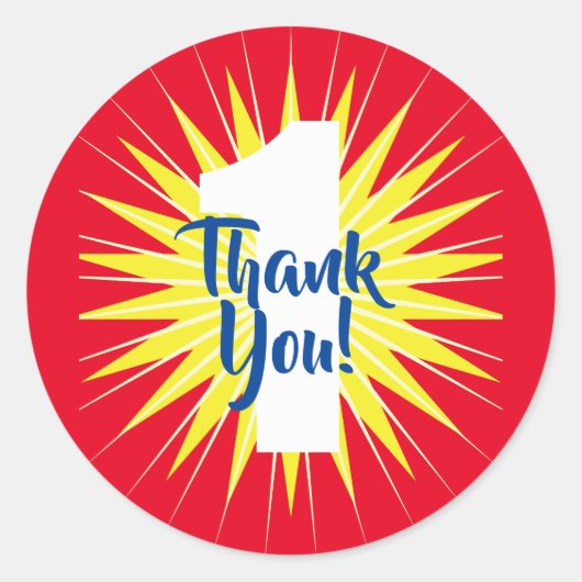 Onederful Superheld 1st Birthday Party Kind Ronde Sticker (Voorkant)