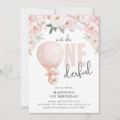 Onederful Teddy Hot Air Balloon 1e verjaardag Kaart (Voorkant)