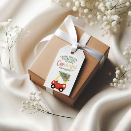 ONEderful Tijd Van Het Jaar Rode auto 1e verjaarda Cadeaulabel