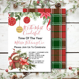 Onederful Time Christmas teddybeer sjaal ornament Kaart