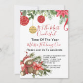 Onederful Time Christmas teddybeer sjaal ornament Kaart (Voorkant)