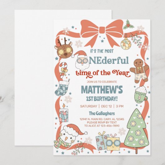 ONEderful time of the year Christmas 1st birthday. Kaart (Voorkant / Achterkant)