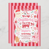 Onederful Time Of The Year Christmas Bow Birthday Kaart (Voorkant / Achterkant)