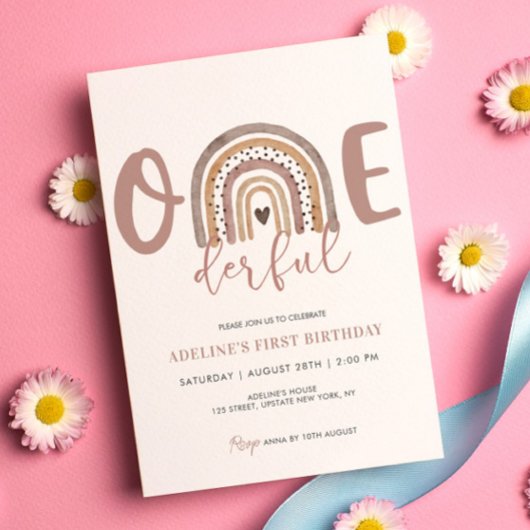 Onederful Uitnodiging 1e Verjaardag Meisje Party B