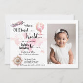 ONEderful wereld roze reizen 1e verjaardag foto Kaart (Voorkant)