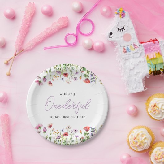 Onederful Wildflower First Birthday Paper Plate Papieren Bordje (Feest)