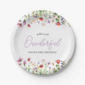 Onederful Wildflower First Birthday Paper Plate Papieren Bordje (Voorkant)