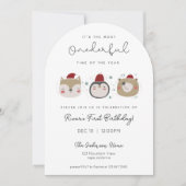 Onederful Winter Animals First Birthday Invitation Kaart (Voorkant)