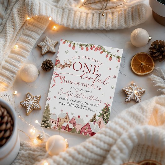 ONEderful Winter Birthday Invitation Kaart