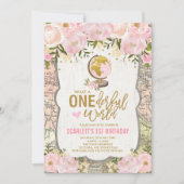 ONEderful World Adventure Map Girls 1st Birthday Kaart (Voorkant)