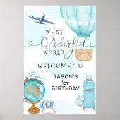 ONEderful World Boys 1st First Birthday Welcome Poster (Voorkant)
