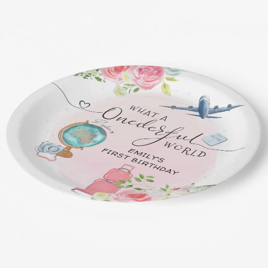 ONEderful World Girls 1e Eerste verjaardag Papieren Bordje (Gekanteld)