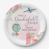 ONEderful World Girls 1e Eerste verjaardag Papieren Bordje (Voorkant)