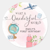 ONEderful World Girls 1e Eerste verjaardag Ronde Sticker (Voorkant)
