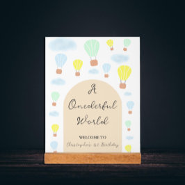 Onederful World Hete Luchtballon 1e Verjaardag Acryl Bord