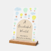 Onederful World Hete Luchtballon 1e Verjaardag Acryl Bord (Hoek)