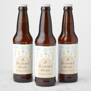Onederful World Hete Luchtballon 1e Verjaardag Bier Etiket