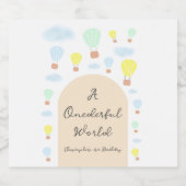 Onederful World Hete Luchtballon 1e Verjaardag Bier Etiket (Enkel label)