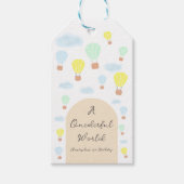 Onederful World Hete Luchtballon 1e Verjaardag Cadeaulabel (Voorkant)