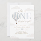 Onederful World Hete Luchtballon 1e Verjaardag Kaart (Voorkant)