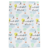 Onederful World Hete Luchtballon 1e Verjaardag Medium Cadeauzakje (Voorkant)