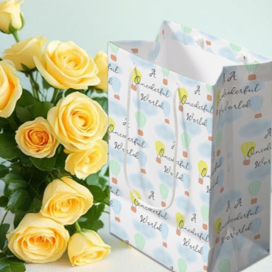 Onederful World Hete Luchtballon 1e Verjaardag Medium Cadeauzakje