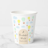 Onederful World Hete Luchtballon 1e Verjaardag Papieren Bekers (Voorkant)