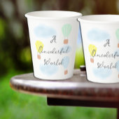 Onederful World Hete Luchtballon 1e Verjaardag Papieren Bekers