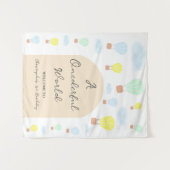 Onederful World Hete Luchtballon 1e Verjaardag Wandkleed (Voorkant (horizontaal))