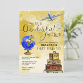 ONEderful World  Suitcases 1st Birthday Kaart (Staand voorkant)