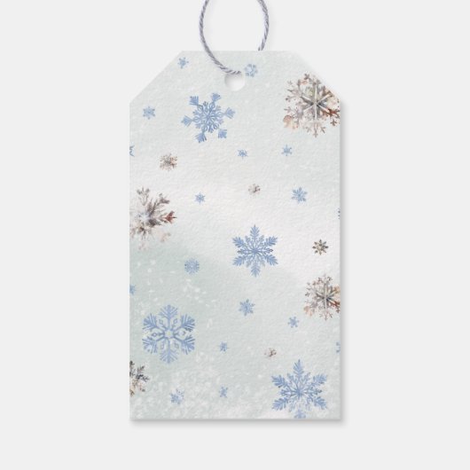 ONEderland 1e Verjaardag Blauw Winter Schattige He Cadeaulabel (Achterkant)
