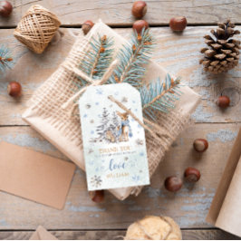 ONEderland 1e Verjaardag Blauw Winter Schattige He Cadeaulabel