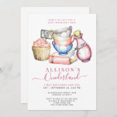 Onederland 1e verjaardag par-tea uitnodiging (Voorkant / Achterkant)