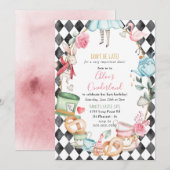 Onederland Alice Mad Tea Party Girl First Birthday Kaart (Voorkant / Achterkant)