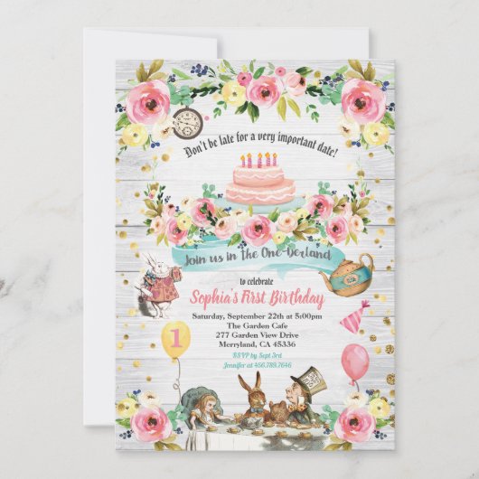 ONEderland baby op uitnodiging voor eerste verjaar (Voorkant)